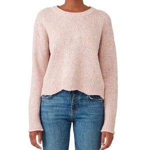 Rebecca Minkoff Cecilia Speckled Blush Scalloped Sweater, Medium